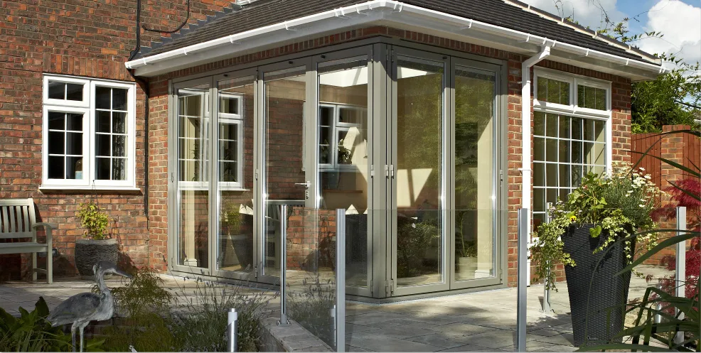 Easifold aluminium bifold doors fully opened