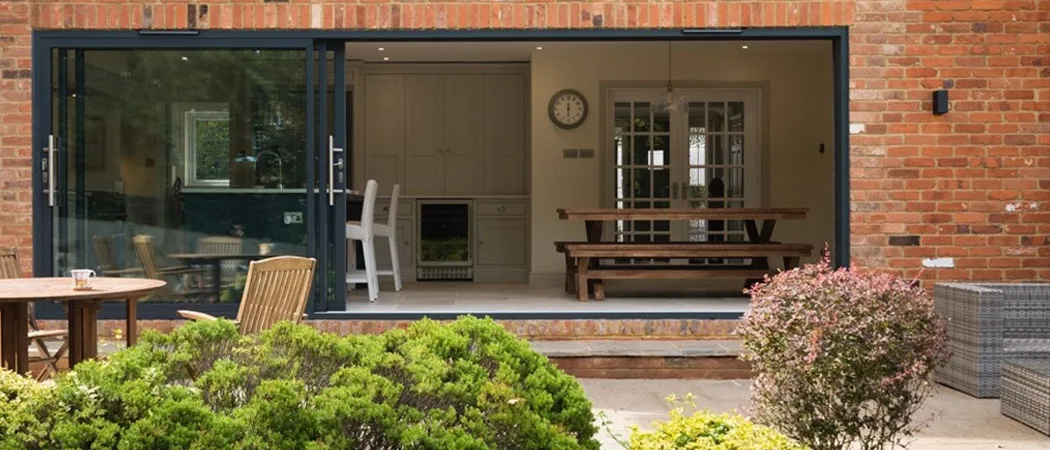 Aluminium sliding doors in a home setting
