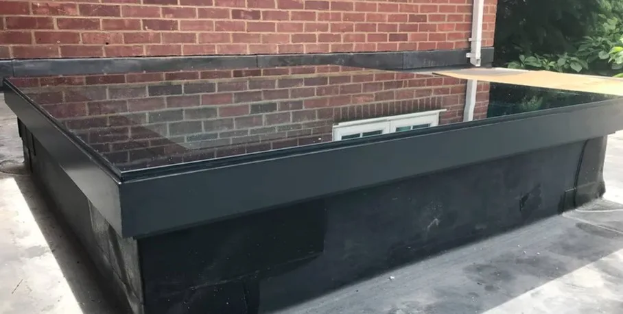 Titan aluminium flat rooflight set into a flat roof