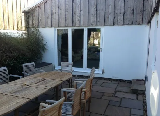 The same patio with the bifold doors closed